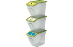 HOME 34 Litre Plastic Recycling Bins - Set of 3.